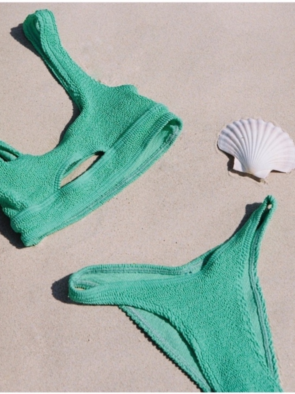 Bond-eye Swim Bikini Set Sasha Top and Scene Bikini Bottom Green NWT Ribbed
